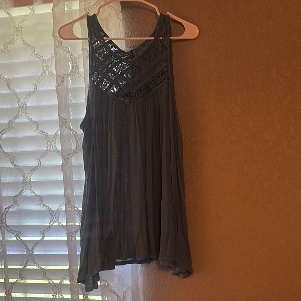 Gray Asymmetrical Pleated Sleeveless Tank Top